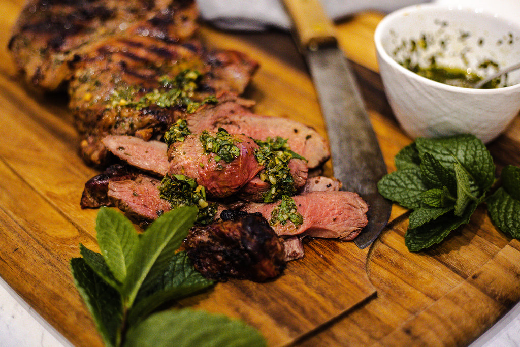 Butterflied Roast Leg of Lamb with Mint Chimichurri